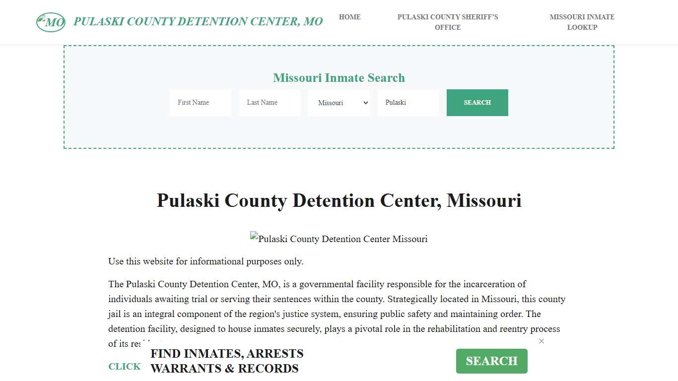 Pulaski County Detention Center, MO Inmate Roster, Offender Search